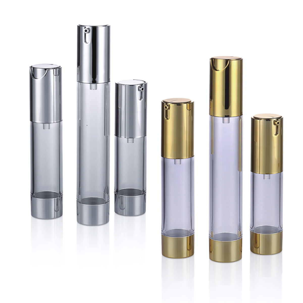15ml 20ml 30ml elektroplating u-berbentuk botol vakum tekan jenis pompa lotion botol botol airless l06