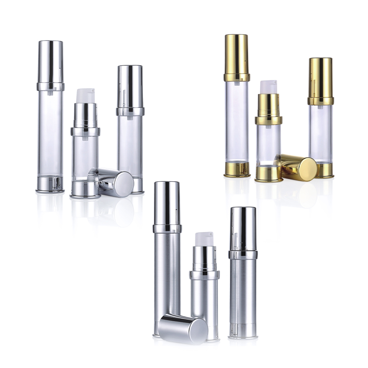 15 ml 20ml 30ml emas perak plastik lotion kecil botol pompa udara untuk sampel l09