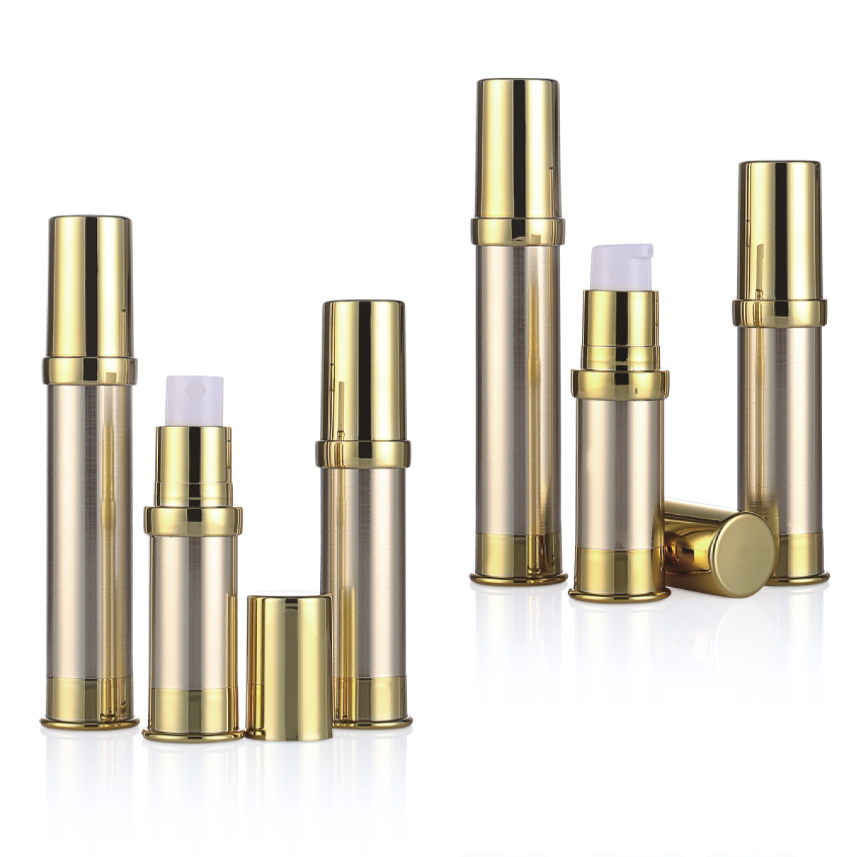5ml 10ml 15ml Botol Airless Plastik Airless Golden/ Silver UV Craft Mini Lotion Airless/ Botol Pompa Semprot L10