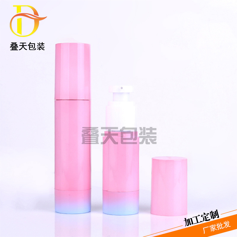 Produsen ini memasok sejumlah besar kosmetik untuk pembotolan uji coba 30ml botol lotion botol merah muda botol disinfektan merah muda
