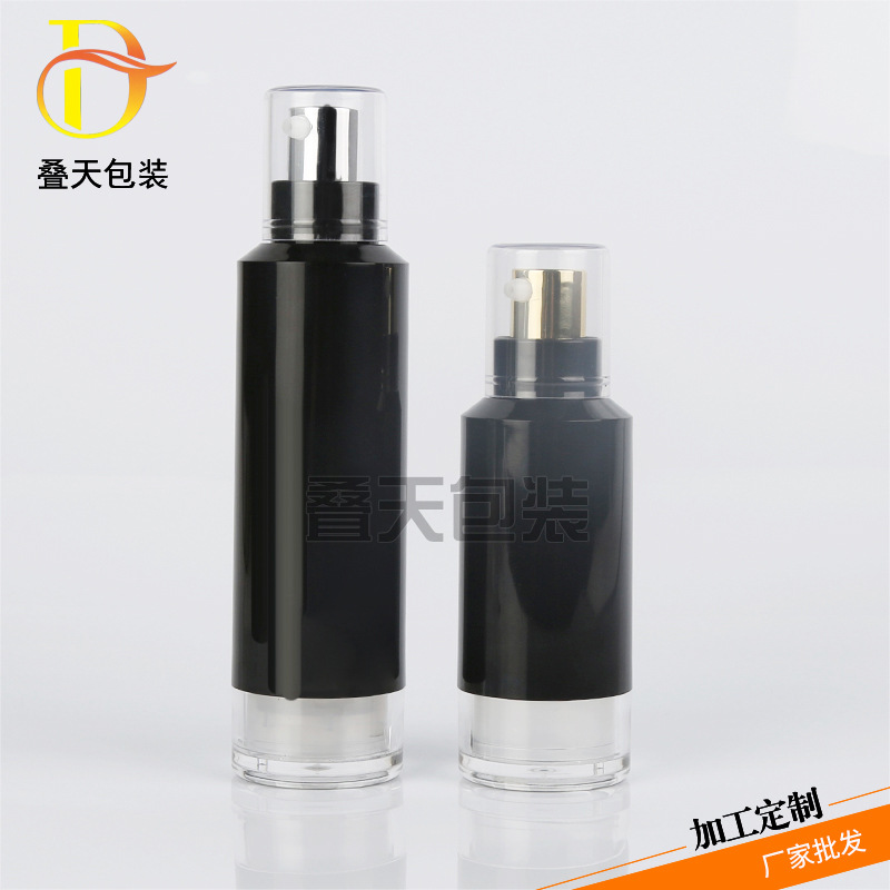 Black Lotion Press Bottle Essence Liquid Vacuum Botol Perjalanan Botol Lotion Subpackage Portabel